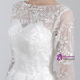 In Stock:Ship in 48 Hours White Lace Tulle 3/4 Sleeve Weddign Dress
