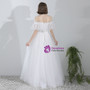In Stock:Ship in 48 Hours White Spaghetti Straps Tulle Long Wedding Dress