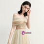 In Stock:Ship in 48 Hours Chmapgne Tulle Off The Shoulder Prom Dress