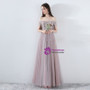 In Stock:Ship in 48 Hours Gray Pink Tulle Appliques Prom Dress