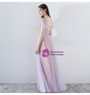 In Stock:Ship in 48 Hours Pink Tulle V-neck Appliques Prom Dress