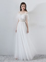 In Stock:Ship in 48 Hours White Tulle Off The Shoulder Long Wedding Dress