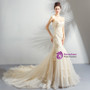 In Stock:Ship in 48 Hours Champagne Mermaid Appliques Wedding Dress