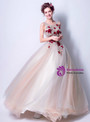 In Stock:Ship in 48 Hours Pink Gray Tulle Embroidery Weddign Dress