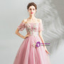 In Stock:Ship in 48 Hours Pink Off The Shoulder Embroidery Wedding Dress