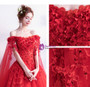 In Stock:Ship in 48 Hours Red Tulle Appliques Wedding Dress