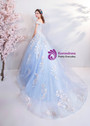 In Stock:Ship in 48 Hours Blue Ball Gown Tulle Appliques Wedding Dress