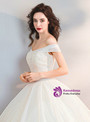 In Stock:Ship in 48 Hours Ball Gown Sequins Off The Shoulder Wedding Dress