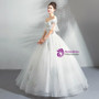 In Stock:Ship in 48 Hours White Ball Gown Tulle Wedding Dress With Pearls