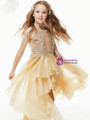 In Stock:Ship in 48 Hours Gold Hi Lo Tulle Appliques Flower Girl Dress