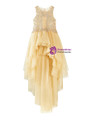 In Stock:Ship in 48 Hours Gold Hi Lo Tulle Appliques Flower Girl Dress