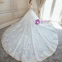 White Ball Gown Tulle Lace Appliques Short Sleeve Backless Wedding Dress