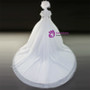 White Ball Gown Tulle Appliques Cap Sleeve Pleats Wedding Dress