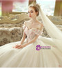 White Tulle Pink Appliques Off The Shoulder Wedding Dress With Long Train