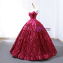 Red Ball Gown Lace Embroidery Sweetheart Floor Length Wedding Dress