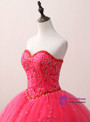 Rose Red Ball Gown Sweetheart Neck 16 Birthday Dress With Crystal