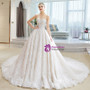 White Ball Gown Appliques Bateau Backless Wedding Dress With Train