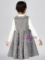 In Stock:Ship in 48 Hours Dark Gray V-neck Flower Girl Dress With Pearls