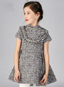 In Stock:Ship in 48 Hours Dark Gray Short Sleeve Flower Girl Dress With Pearls