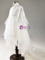 In Stock:Ship in 48 Hours  White Tulle Lace Hi Lo Short Sleeve Girl Dress