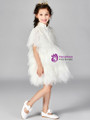 In Stock:Ship in 48 Hours White Tulle Puff Sleeve Flower Girl Dress