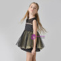 In Stock:Ship in 48 Hours Black Short Tulle Flower Girl Dress With Pearls