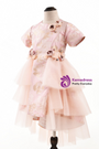 In Stock:Ship in 48 Hours Pink Tulle Hi Lo Short Sleeve Flower Girl Dress