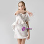 In Stock:Ship in 48 Hours Ligth Pink Short Sleeve Girl Dress With Crystal