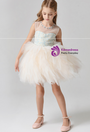 In Stock:Ship in 48 Hours Yellow Tulle Short Flwoer Girl Dress With Bead