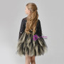 In Stock:Ship in 48 Hours Black Tulle Long Sleeve Girl Dress With Bead