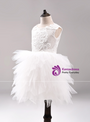 In Stock:Ship in 48 Hours White Tulle Lace Appliques Flower Girl Dress