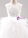 In Stock:Ship in 48 Hours White Tulle Lace Appliques Flower Girl Dress