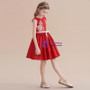 A-Line Burgundy Appliques Short Knee Length Flower Girl Dress With Bow