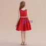 A-Line Burgundy Appliques Short Knee Length Flower Girl Dress With Bow