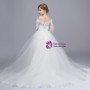 White Ball Gown Tulle Appliques Off The Shoulder Flower Girl Dress