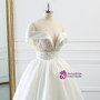 White Satin Off The Shoulder Appliques Wedding Dress With Beading
