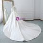 Ivory White Satin Off The Shoulder Long Sleeve Wedding Dress With Train