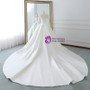 Ivory White Satin Off The Shoulder Long Sleeve Wedding Dress With Train