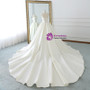 Ivory White Ball Gown Strapless Satin Wedding Dress With Long Train