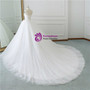 White Strapless Satin Tulle V-neck Wedding Dress With Train