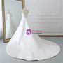 Ivory White Strapless Lotus Leaf Butterfly Satin Wedding Dress With Train