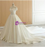 White Satin Off The Shoulder Pleats Wedding Dress With Train