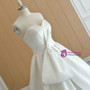 Beige White Sweetheart Neck Satin Big Bow Shirring Wedding Dress