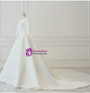 White Satin Backless 3/4 Sleeve Wedding Dress With Big Bow