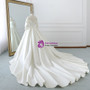Ivory White Ball Gown Satin Off The Shoulder Puff Sleeve Wedding Dress