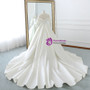 Ivory White Ball Gown Satin Off The Shoulder Puff Sleeve Wedding Dress