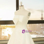 Simple White Satin Strapless Lotus Leaf Wedding Dress