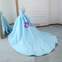 Fashion Blue Ball Gown Strapless Pleats Wedding Dress With Train