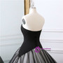 Black Satin Tulle Strapless Sleeveless Wedding Dress With Train