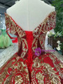 Red And Gold Sequins Appliques Off The Shoulder Wedding Dress